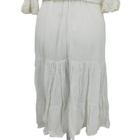 Vtg Alicia Gauzy White Crochet Lace Vintage Dress Size 5/6 Boho Bohemian Cotton - Picture 13 of 15